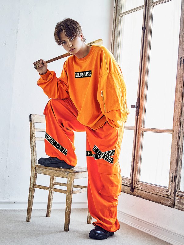 画像5: 【SALE!!】【即日発送！】【ハロウィン】 オレンジ囚人トレーナーセット 【コスプレ2点セット】【XXLサイズ/1カラー】(HC0306-SV)[HC03] (5)