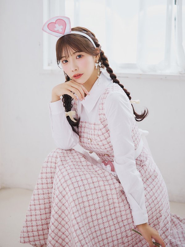 画像11: 【SALE!!】【即日発送！】【ハロウィン】ナースツイードロングフレア 【コスプレ3点セット】 【S-XLサイズ/1カラー】[OF01] (11)