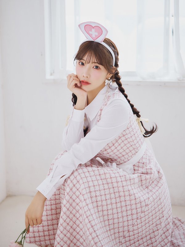 画像13: 【SALE!!】【即日発送！】【ハロウィン】ナースツイードロングフレア 【コスプレ3点セット】 【S-XLサイズ/1カラー】[OF01] (13)