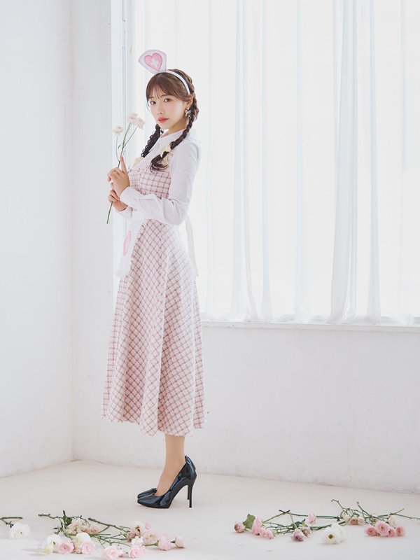 画像6: 【SALE!!】【即日発送！】【ハロウィン】ナースツイードロングフレア 【コスプレ3点セット】 【S-XLサイズ/1カラー】[OF01] (6)