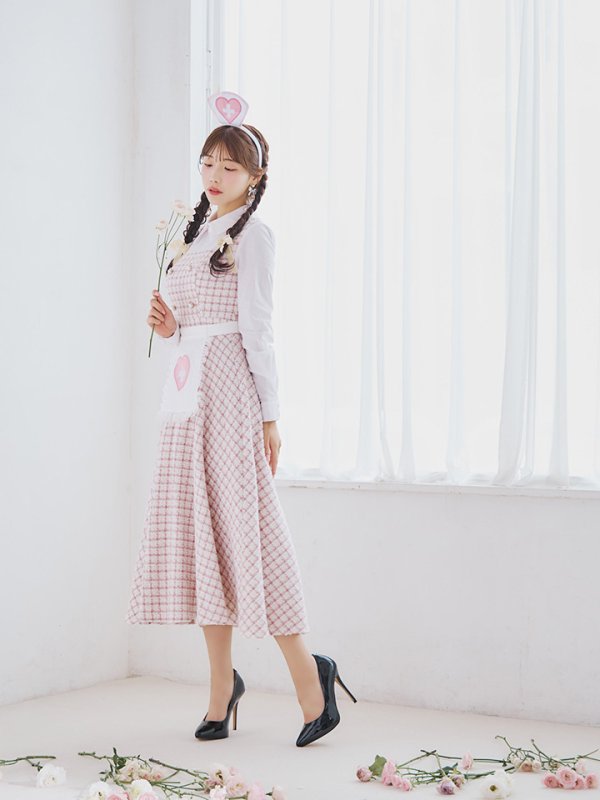 画像7: 【SALE!!】【即日発送！】【ハロウィン】ナースツイードロングフレア 【コスプレ3点セット】 【S-XLサイズ/1カラー】[OF01] (7)