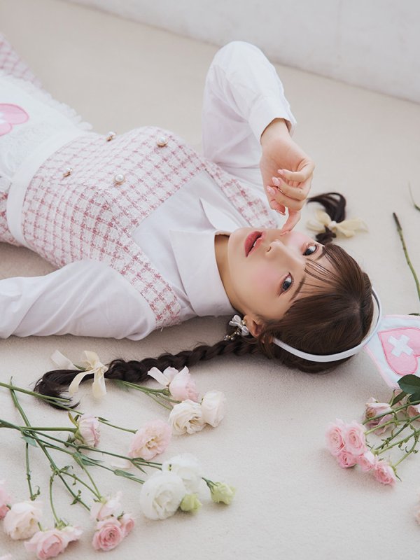 画像9: 【SALE!!】【即日発送！】【ハロウィン】ナースツイードロングフレア 【コスプレ3点セット】 【S-XLサイズ/1カラー】[OF01] (9)