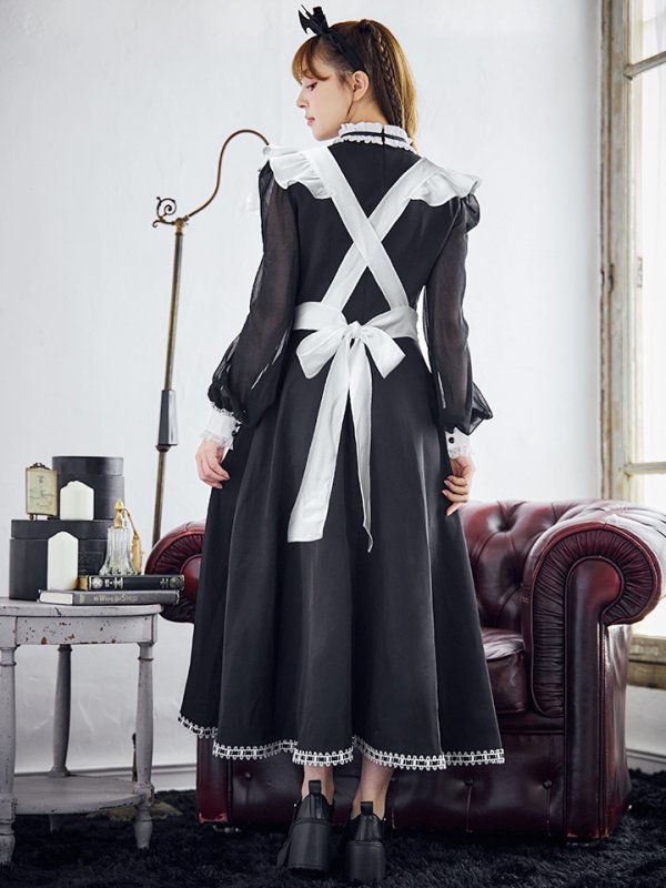 画像18: 【SALE!!】【即日発送！】【ハロウィン】クラシックメイドロングワンピース 【コスプレ3点セット】【S-XLサイズ/1カラー】[OF01] (18)