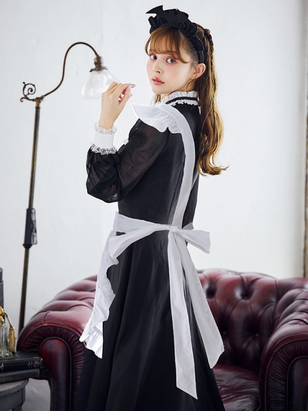 画像5: 【SALE!!】【即日発送！】【ハロウィン】クラシックメイドロングワンピース 【コスプレ3点セット】【S-XLサイズ/1カラー】[OF01] (5)