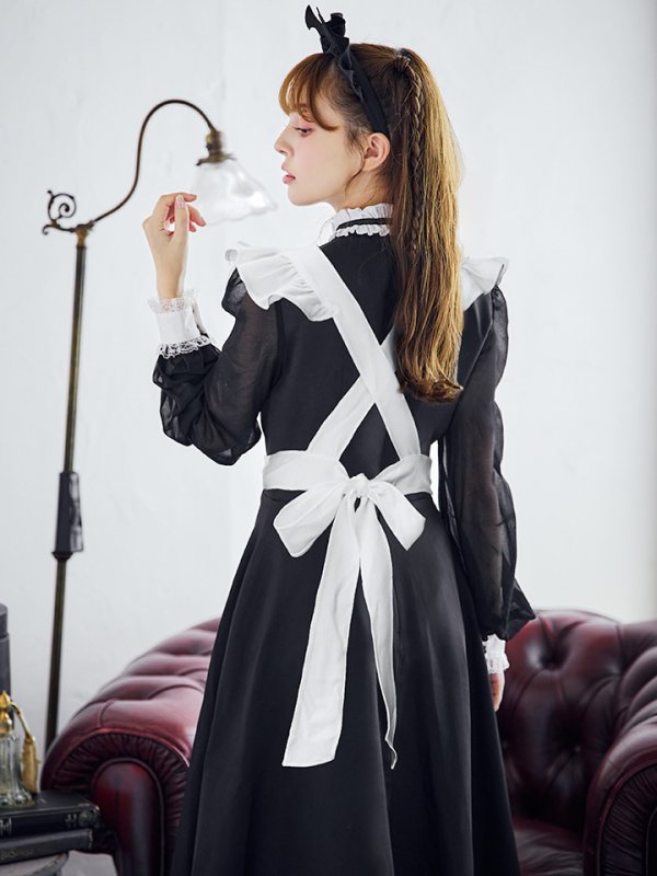 画像6: 【SALE!!】【即日発送！】【ハロウィン】クラシックメイドロングワンピース 【コスプレ3点セット】【S-XLサイズ/1カラー】[OF01] (6)