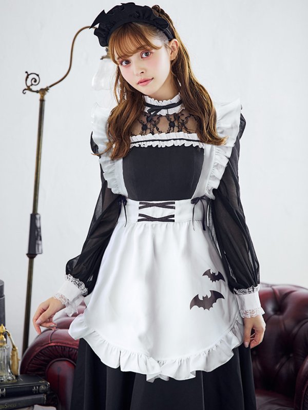 画像7: 【SALE!!】【即日発送！】【ハロウィン】クラシックメイドロングワンピース 【コスプレ3点セット】【S-XLサイズ/1カラー】[OF01] (7)