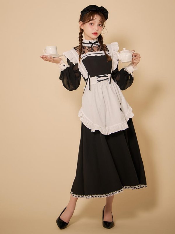 画像11: 【SALE!!】【即日発送】【ハロウィン】クラシックメイドロングワンピース【コスプレ3点セット】【S-XLサイズ/1カラー】[HC03] (11)