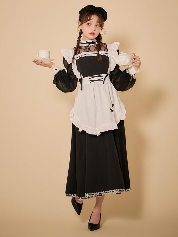 画像14: 【SALE!!】【即日発送】【ハロウィン】クラシックメイドロングワンピース【コスプレ3点セット】【S-XLサイズ/1カラー】[HC03] (14)