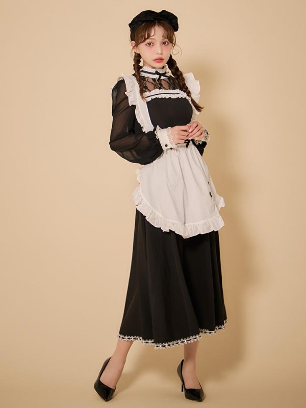 画像2: 【SALE!!】【即日発送】【ハロウィン】クラシックメイドロングワンピース【コスプレ3点セット】【S-XLサイズ/1カラー】[HC03] (2)