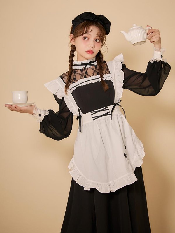 画像3: 【SALE!!】【即日発送】【ハロウィン】クラシックメイドロングワンピース【コスプレ3点セット】【S-XLサイズ/1カラー】[HC03] (3)