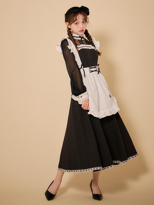 画像7: 【SALE!!】【即日発送】【ハロウィン】クラシックメイドロングワンピース【コスプレ3点セット】【S-XLサイズ/1カラー】[HC03] (7)