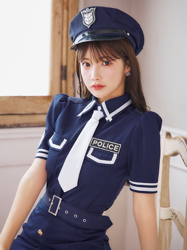 画像2: 【SALE!!】【即日発送！】【ハロウィン】ポリスタイトロング 【コスプレ5点セット】 【S-Lサイズ/1カラー】[HC03-B] (2)