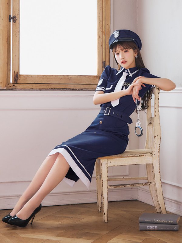 画像8: 【SALE!!】【即日発送！】【ハロウィン】ポリスタイトロング 【コスプレ5点セット】 【S-Lサイズ/1カラー】[HC03-B] (8)