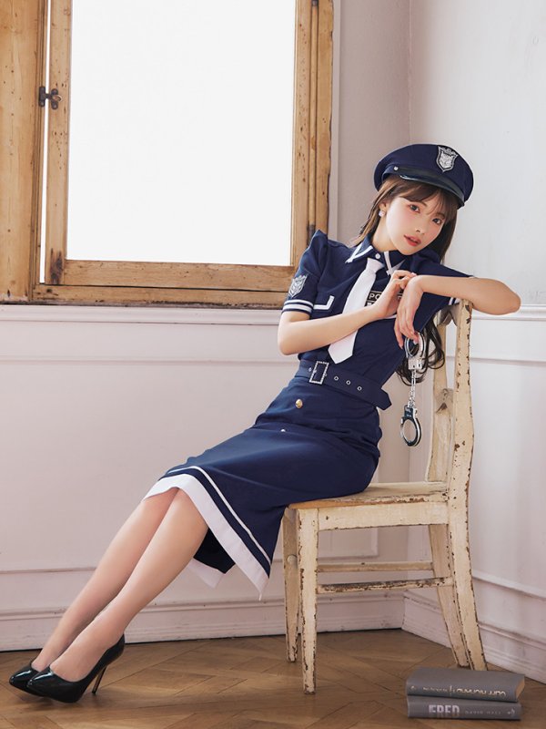 画像9: 【SALE!!】【即日発送！】【ハロウィン】ポリスタイトロング 【コスプレ5点セット】 【S-Lサイズ/1カラー】[HC03-B] (9)