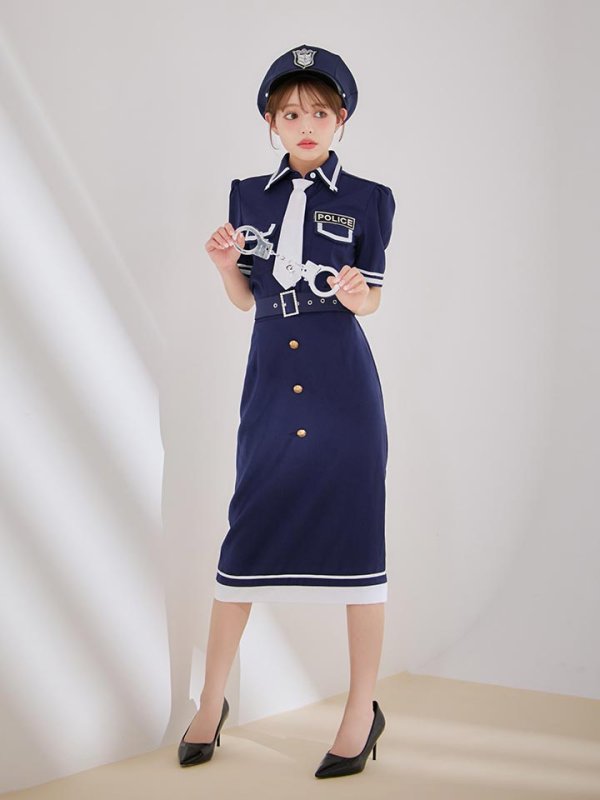 画像7: 【SALE!!】【即日発送！】【ハロウィン】ポリスタイトロング 【コスプレ5点セット】 【S-Lサイズ/1カラー】[HC03-B] (7)