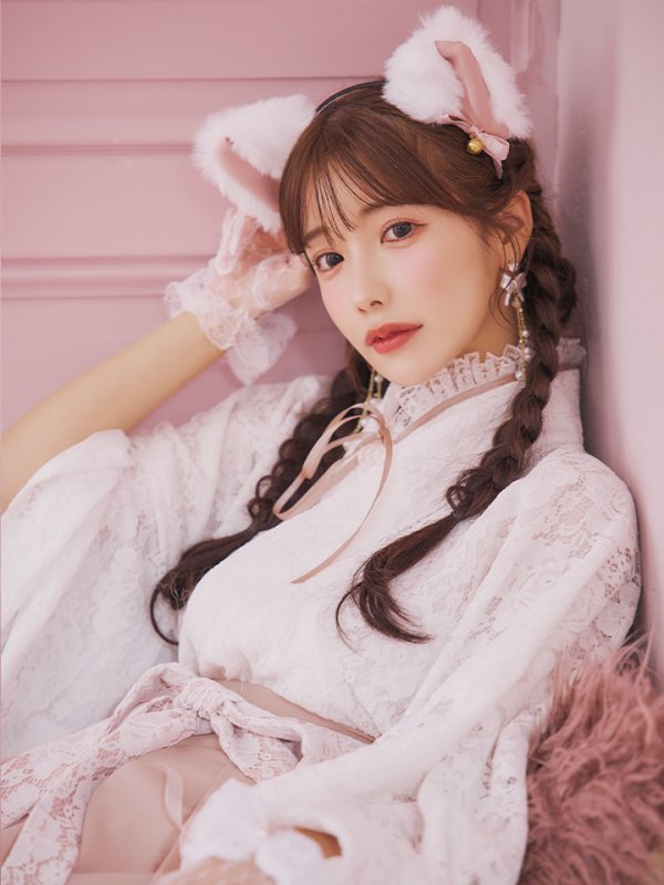 画像12: 【即日発送！】【ハロウィン】猫巫女レース袴 【コスプレ5点セット】 【FREEサイズ/2カラー】[HC03-OMN] (12)