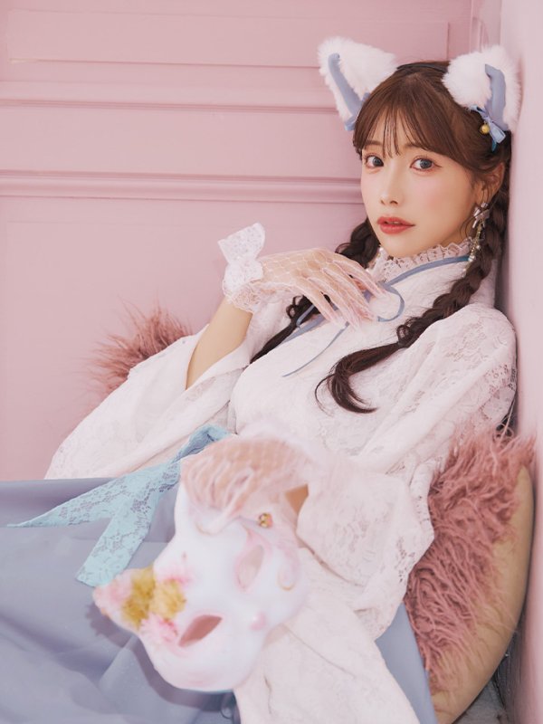 画像18: 【即日発送！】【ハロウィン】猫巫女レース袴 【コスプレ5点セット】 【FREEサイズ/2カラー】[HC03-OMN] (18)