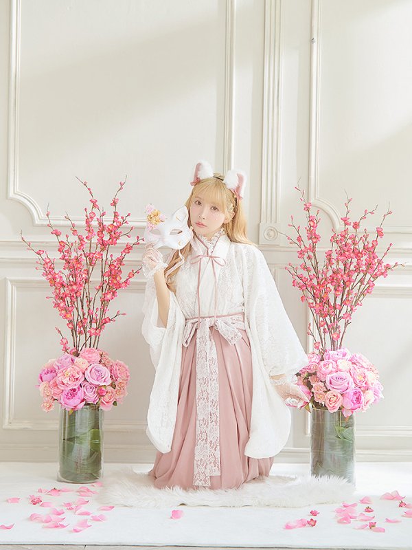 画像10: 【即日発送！】【ハロウィン】猫巫女レース袴 【コスプレ5点セット】 【FREEサイズ/2カラー】[HC03-OMN] (10)