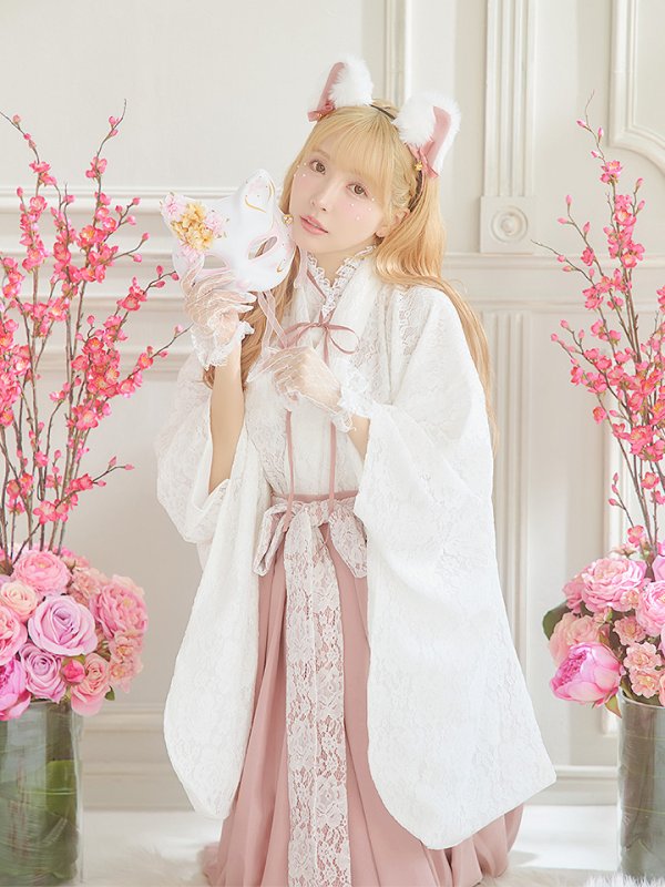 画像12: 【即日発送！】【ハロウィン】猫巫女レース袴 【コスプレ5点セット】 【FREEサイズ/2カラー】[HC03-OMN] (12)