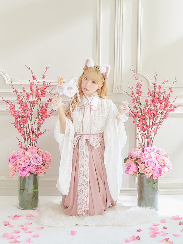 画像5: 【即日発送！】【ハロウィン】猫巫女レース袴 【コスプレ5点セット】 【FREEサイズ/2カラー】[HC03-OMN] (5)