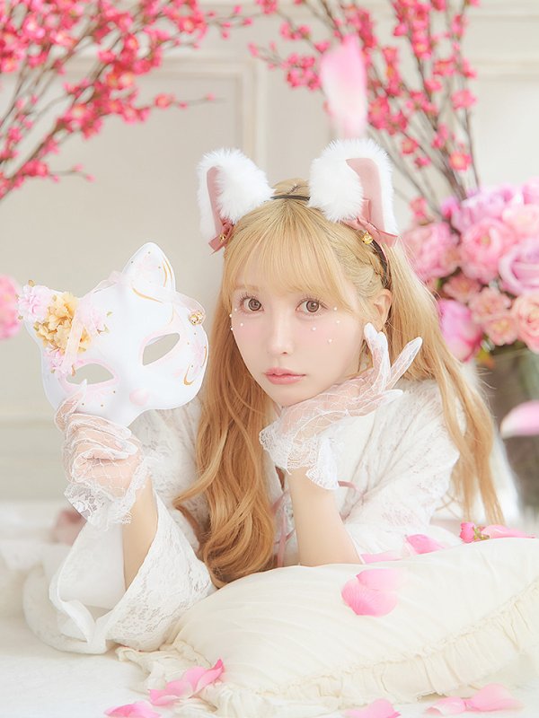 画像6: 【即日発送！】【ハロウィン】猫巫女レース袴 【コスプレ5点セット】 【FREEサイズ/2カラー】[HC03-OMN] (6)