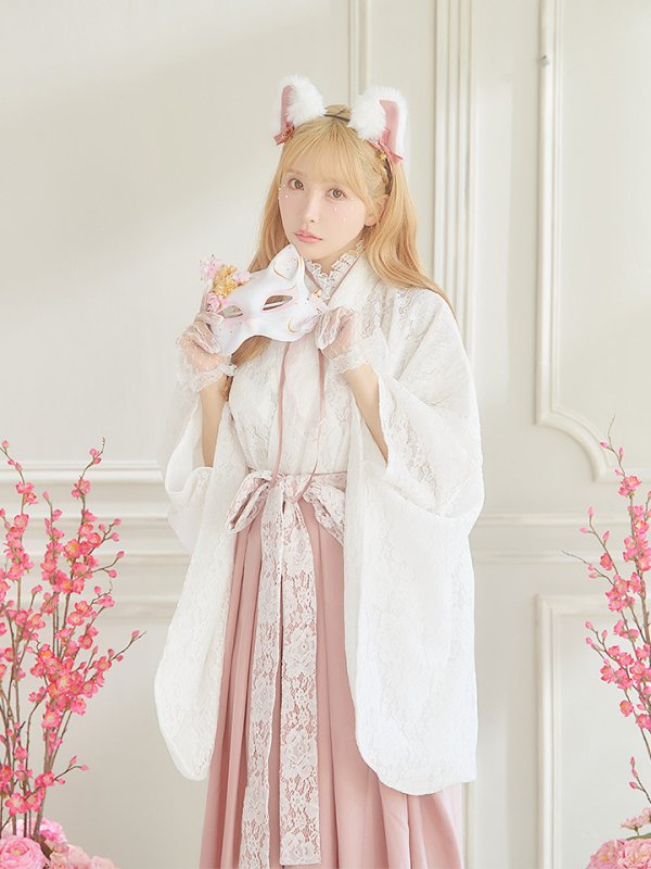 画像7: 【即日発送！】【ハロウィン】猫巫女レース袴 【コスプレ5点セット】 【FREEサイズ/2カラー】[HC03-OMN] (7)