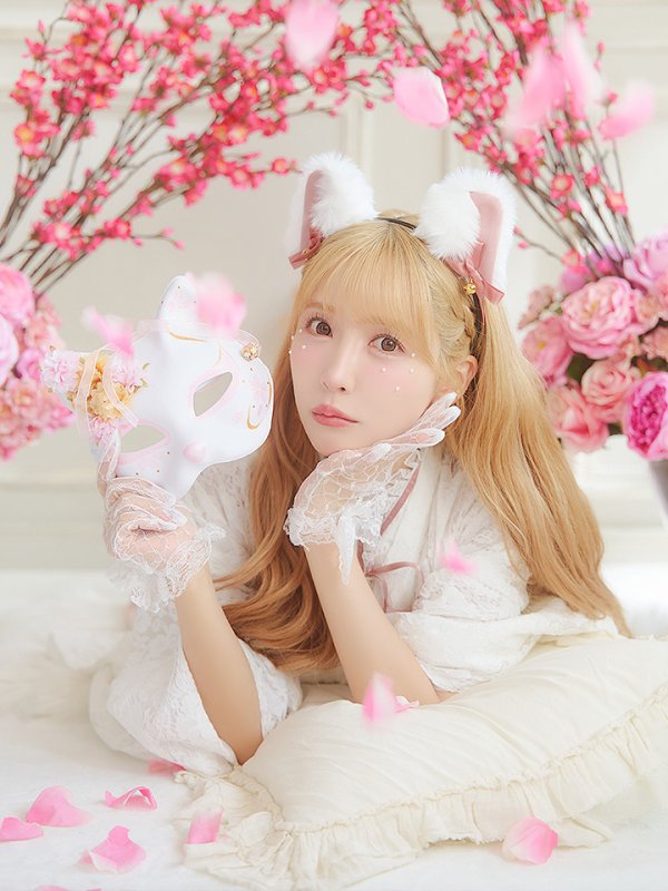 画像8: 【即日発送！】【ハロウィン】猫巫女レース袴 【コスプレ5点セット】 【FREEサイズ/2カラー】[HC03-OMN] (8)