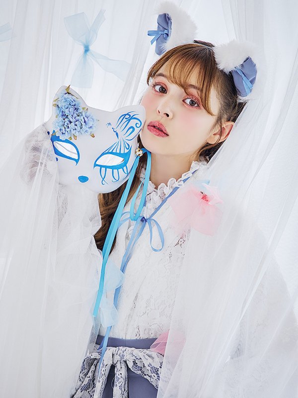 画像3: 【即日発送！】【ハロウィン】猫巫女レース袴 【コスプレ5点セット】 【FREEサイズ/2カラー】[HC03-OMN] (3)