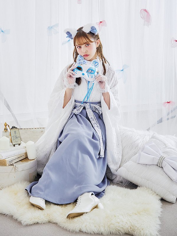 画像7: 【即日発送！】【ハロウィン】猫巫女レース袴 【コスプレ5点セット】 【FREEサイズ/2カラー】[HC03-OMN] (7)