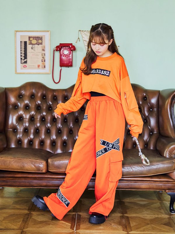 画像9: 【SALE!!】【即日発送！】【ハロウィン】オレンジ囚人長袖Tシャツセット 【コスプレ3点セット】【S-XLサイズ/1カラー】[OF01] (9)