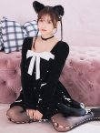 画像1: 【即日発送！】【ハロウィン】キャットリボンバルーンワンピース 【コスプレ4点セット】 【S-Lサイズ/1カラー】[YMT] (1)