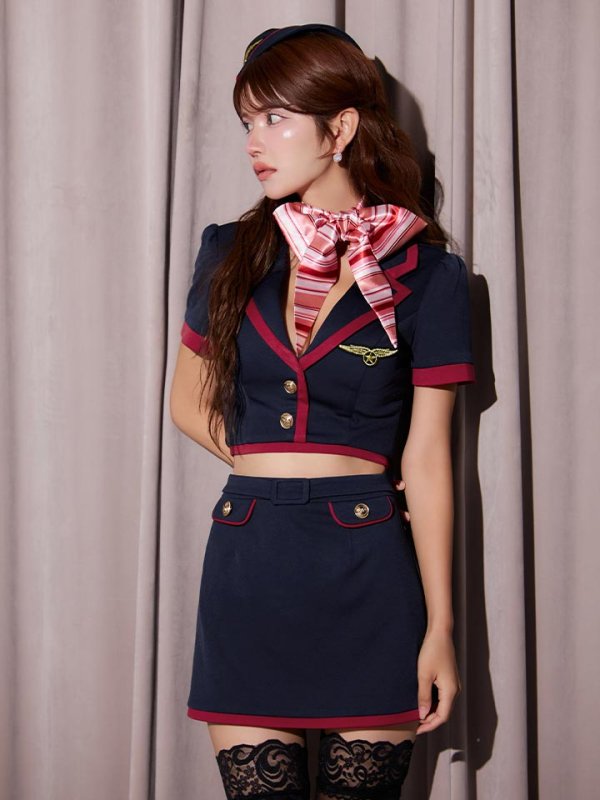 画像10: 【即日発送】【ハロウィン】CAタイトミニセットアップ【コスプレ６点セット】【XS-Mサイズ/1カラー】[HC03] (10)