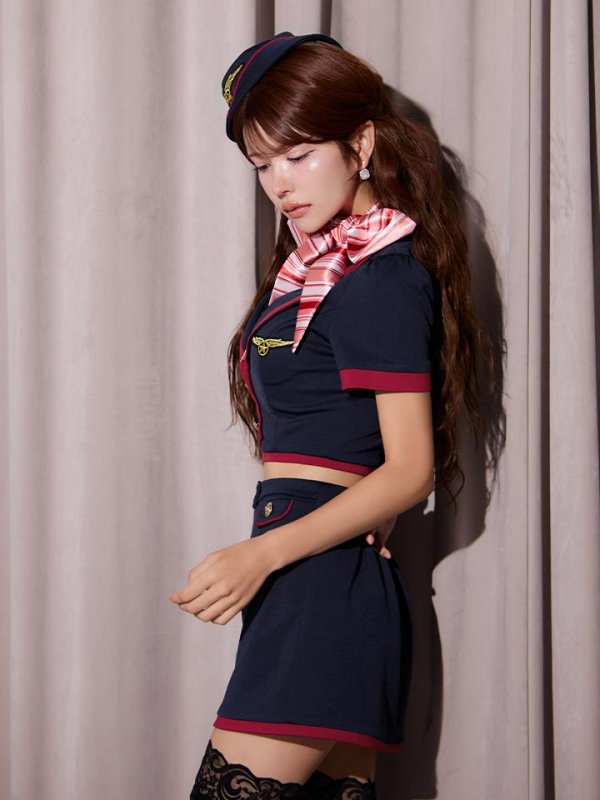 画像13: 【即日発送】【ハロウィン】CAタイトミニセットアップ【コスプレ６点セット】【XS-Mサイズ/1カラー】[HC03] (13)