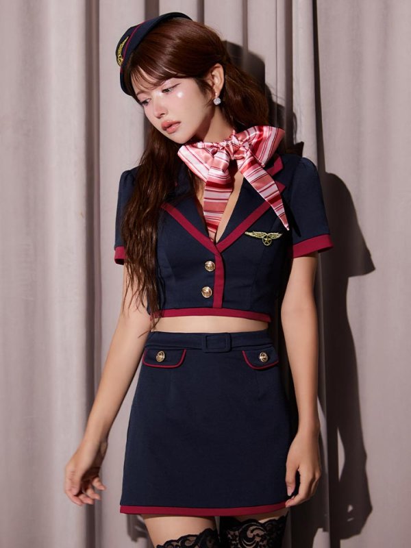 画像9: 【即日発送】【ハロウィン】CAタイトミニセットアップ【コスプレ６点セット】【XS-Mサイズ/1カラー】[HC03] (9)