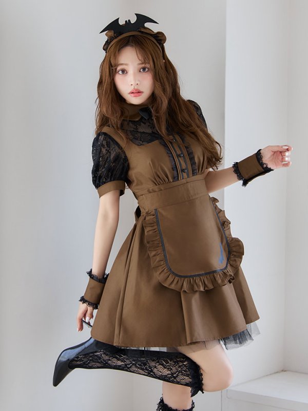 画像2: 【即日発送】【ハロウィン】コウモリクラシカルメイド【コスプレ6点セット】【S-XLサイズ/2カラー】[OF03] (2)