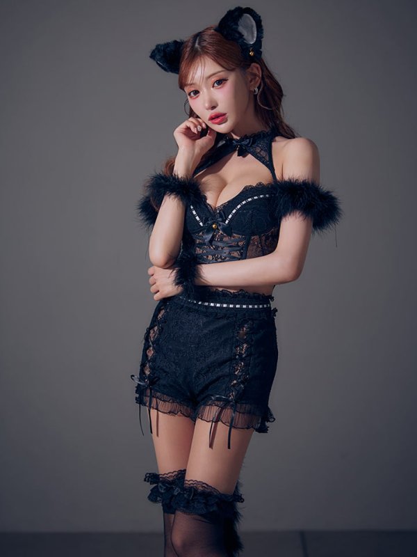 画像11: 【ハロウィン】ファー黒猫セットアップ【コスプレ5点セット】【XS-Mサイズ/1カラー】[HC03] (11)