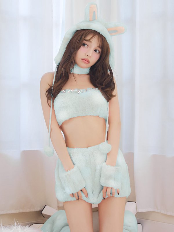 画像1: 【即日発送】【ハロウィン】パステルもこもこバニー【コスプレ7点セット】【フリーサイズ/6カラー】[OF03] (1)