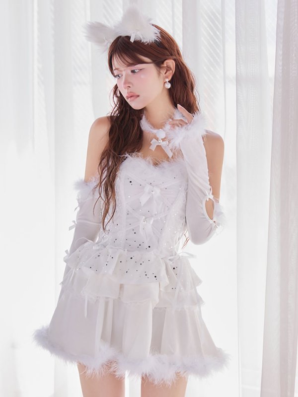 画像33: 【即日発送】【ハロウィン】デコレーションファーキャットドレス【Malymoon/マリームーン】 【コスプレ6点セット】【フリーサイズ/1カラー】[HC03] (33)
