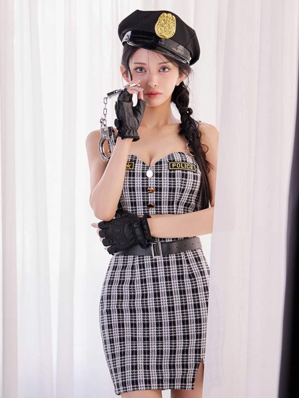 画像2: 【SALE!!】【即日発送】【ハロウィン】ツイードポリスセットアップ 【コスプレ5点セット】【XS-Mサイズ】(HC0306-SV)[HC03-Bg] (2)