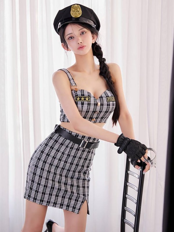 画像10: 【SALE!!】【即日発送】【ハロウィン】ツイードポリスセットアップ 【コスプレ5点セット】【XS-Mサイズ】(HC0306-SV)[HC03-Bg] (10)