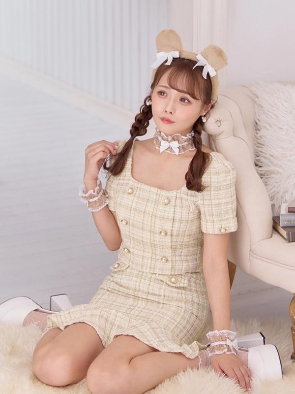 画像6: 【SALE!!】【即日発送】【ハロウィン】【LARME/ラルム掲載】ツイードくまセットアップ/ベア 【コスプレ6点セット】 【XS-Mサイズ/1カラー】[HC03] (6)