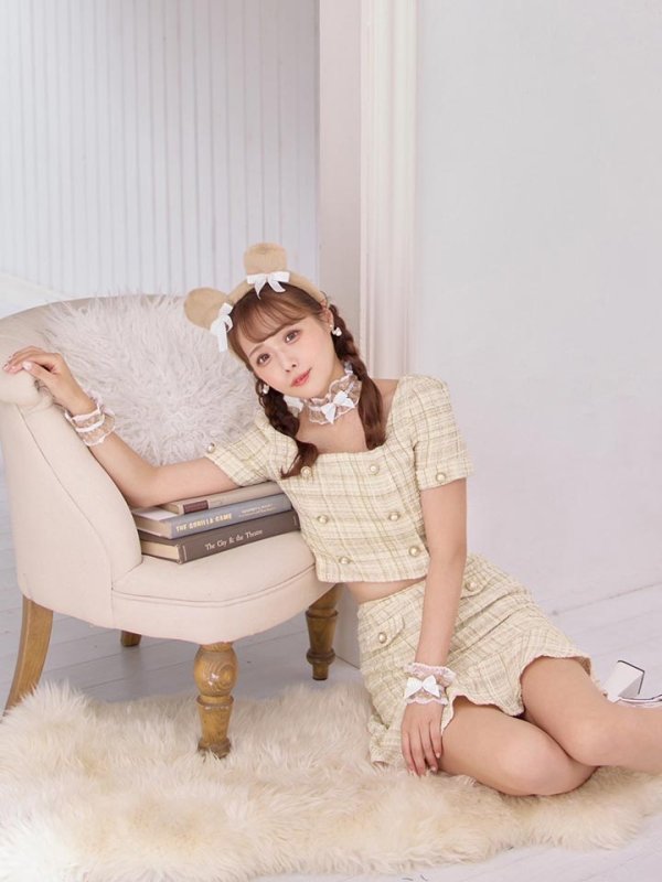 画像8: 【SALE!!】【即日発送】【ハロウィン】【LARME/ラルム掲載】ツイードくまセットアップ/ベア 【コスプレ6点セット】 【XS-Mサイズ/1カラー】[HC03] (8)