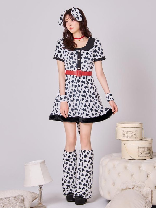 画像10: 【即日発送！】【ハロウィン】ダルメシアンミニフレアワンピース 【コスプレ点セット】 【S-XLサイズ/1カラー】[HC03] (10)