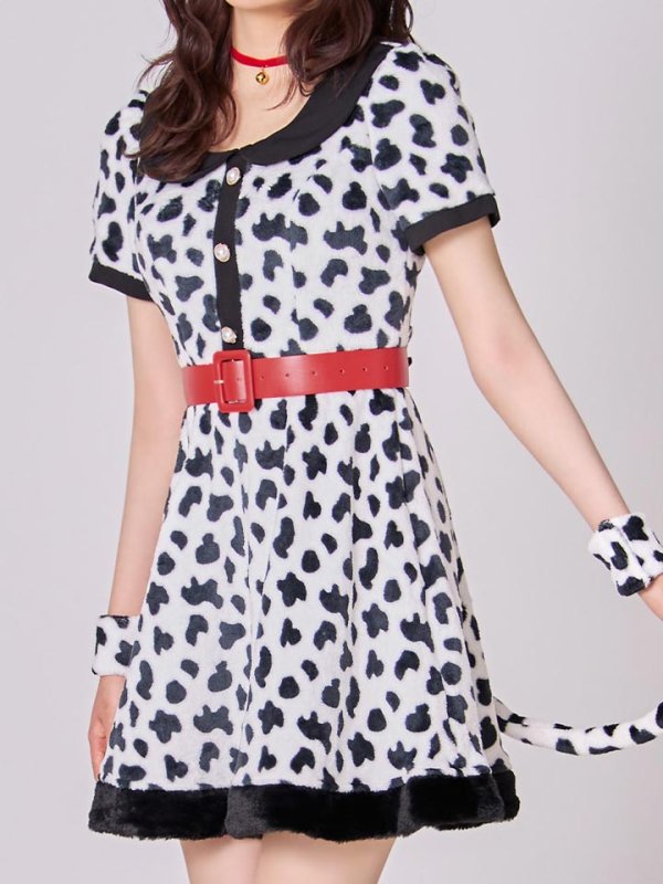 画像17: 【即日発送！】【ハロウィン】ダルメシアンミニフレアワンピース 【コスプレ点セット】 【S-XLサイズ/1カラー】[HC03] (17)