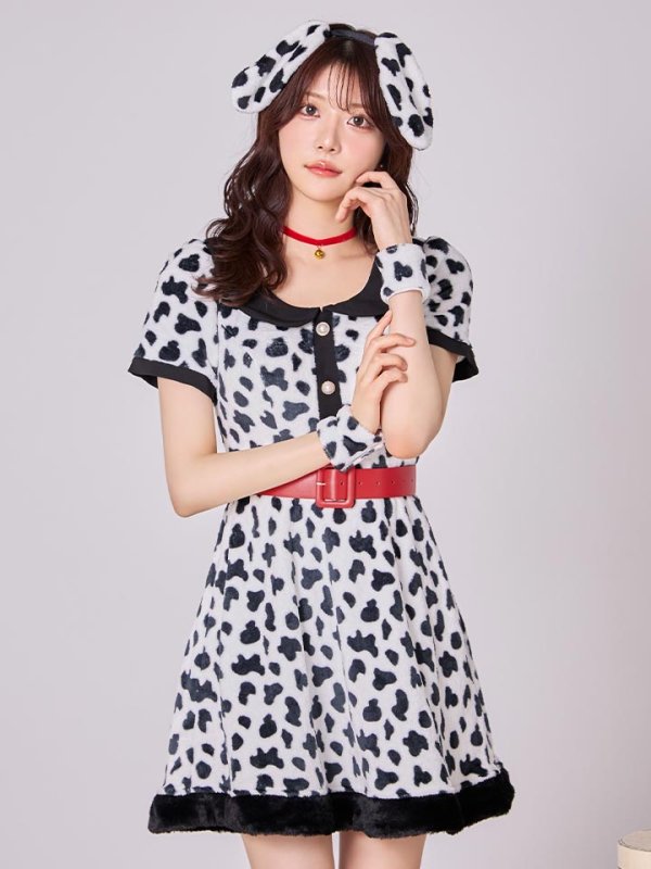画像3: 【即日発送！】【ハロウィン】ダルメシアンミニフレアワンピース 【コスプレ点セット】 【S-XLサイズ/1カラー】[HC03] (3)