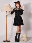 画像4: 【SALE!!】【即日発送！】【ハロウィン】ブラックキャットベロアワンピース 【コスプレ3点セット】[HC03] (4)