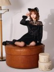 画像9: 【SALE!!】【即日発送！】【ハロウィン】ブラックキャットベロアワンピース 【コスプレ3点セット】[HC03] (9)
