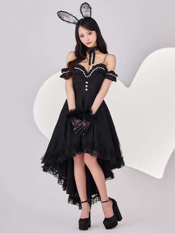 画像4: 【SALE!!】【即日発送！】【ハロウィン】 バニーショートインロングワンピース 【コスプレ5点セット】【XS-XLサイズ/2カラー】[HC03] (4)