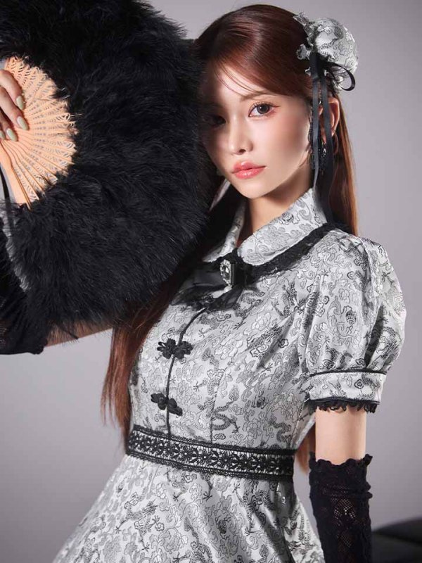 画像1: 【ハロウィン】アームウォーマー付きフレアスカートチャイナ 【コスプレ5点セット】 【S-XLサイズ/4カラー】[HC03] (1)