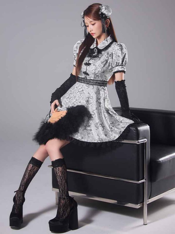 画像2: 【ハロウィン】アームウォーマー付きフレアスカートチャイナ 【コスプレ5点セット】 【S-XLサイズ/4カラー】[HC03] (2)